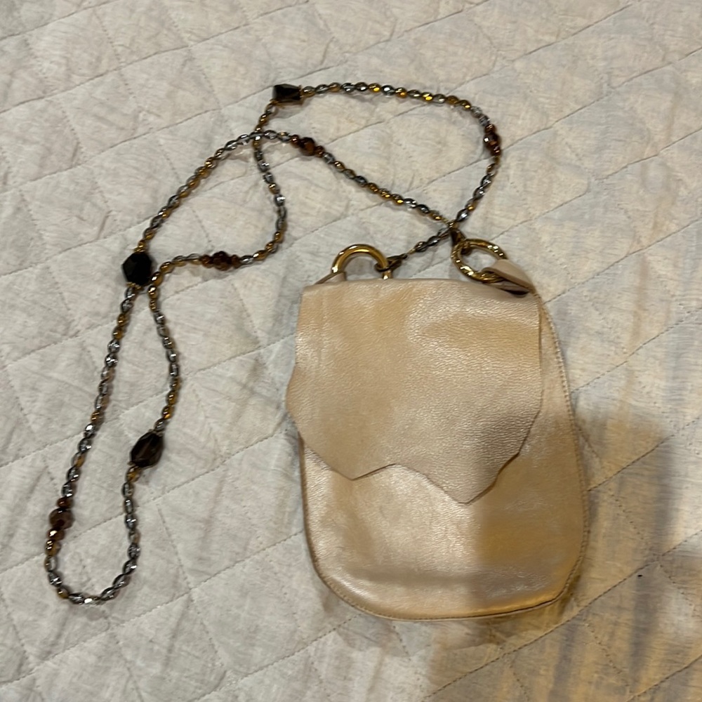 Gold cross body beaded bag